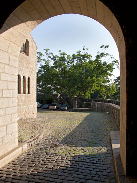 The courtyard, as seen from the portcullis gate entrance in 2012